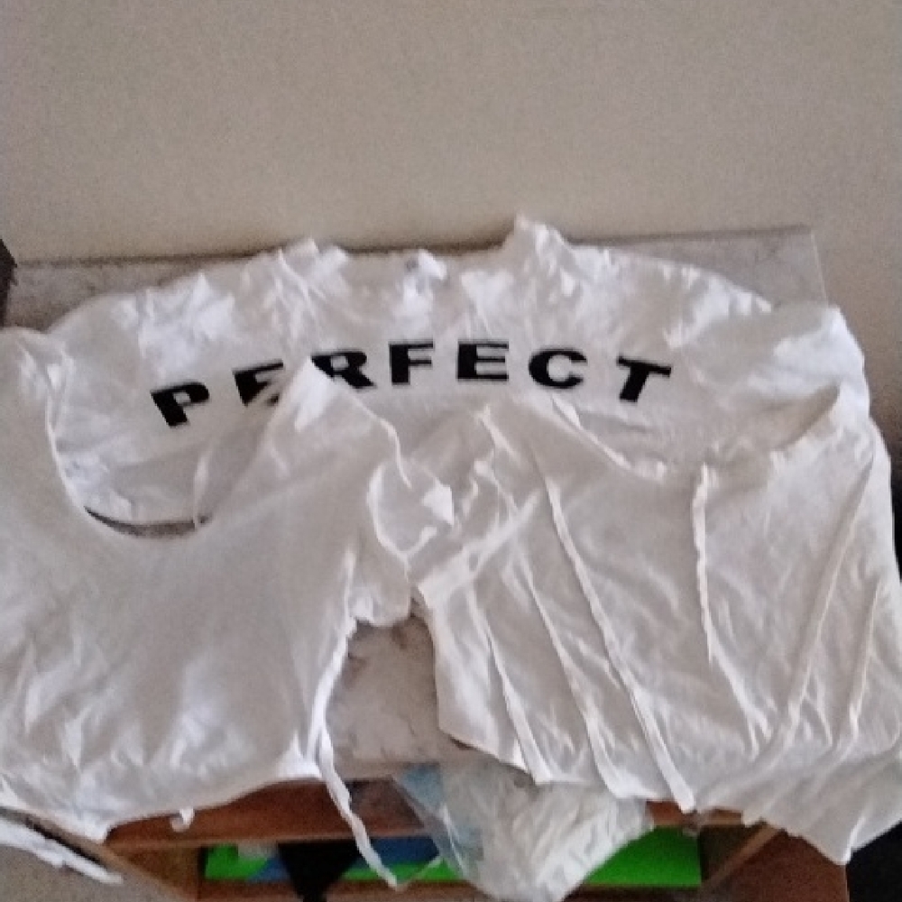 White Crop Top with Black Lettering